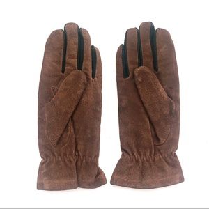 Vintage Chocolate Brown Genuine Leather Suede Gloves